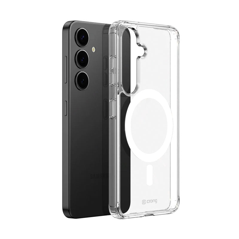 Crong Crystal Shield Magnetic – dėklas, skirtas „Samsung Galaxy S25 MagSafe“ (skaidrus)