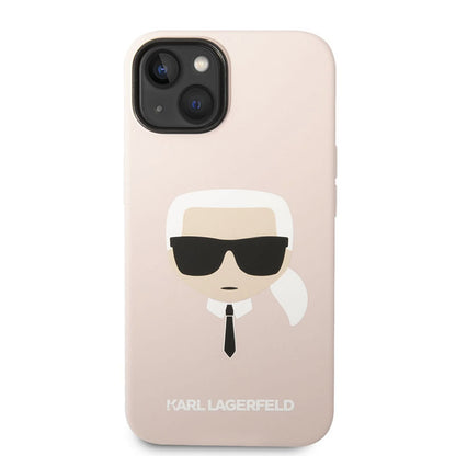 Karl Lagerfeld silikoninis Ikonik Karl'o galvos dėklas su MagSafe, skirtas iPhone 14 Plus (rožinis)