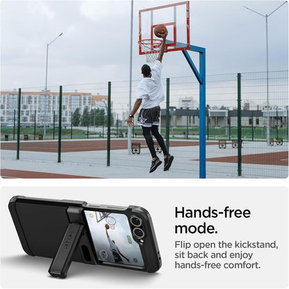 Spigen Tough Armor Pro Mag MagSafe - Dėklas, skirtas Samsung Galaxy Z Flip 6 / 7 FE (juoda)