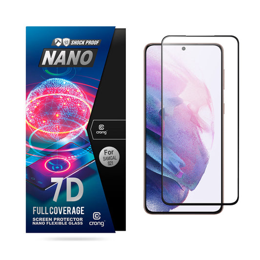 Crong 7D Nano Flexible stiklas – visą ekraną dengiantis hibridinis 9H ekrano apsaugos stiklas Samsung Galaxy S21