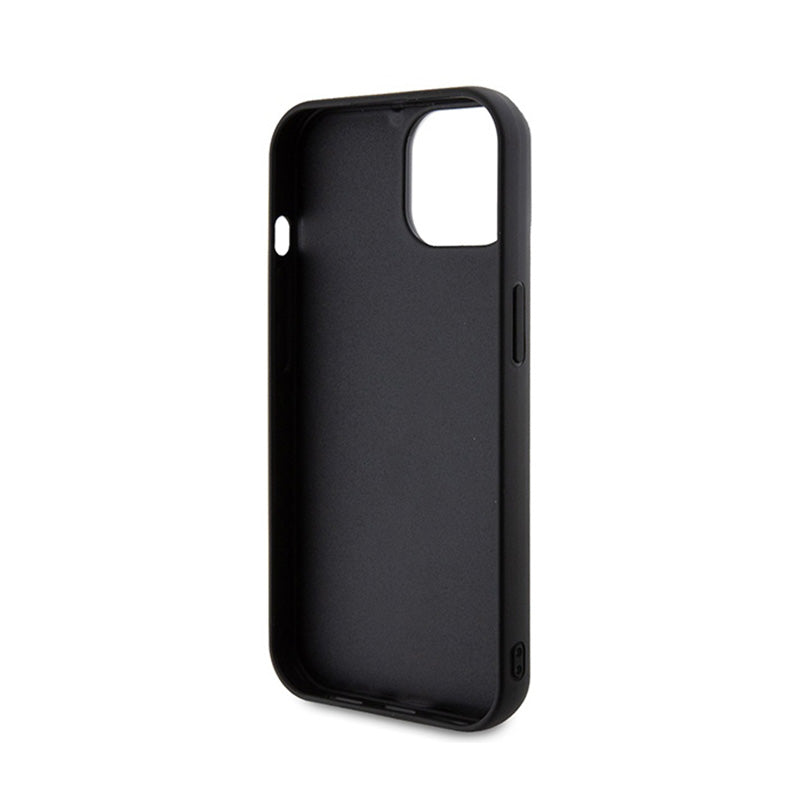 Karl Lagerfeld 3D guminis blizgučių logotipas – dėklas, skirtas iPhone 15 (juodas)