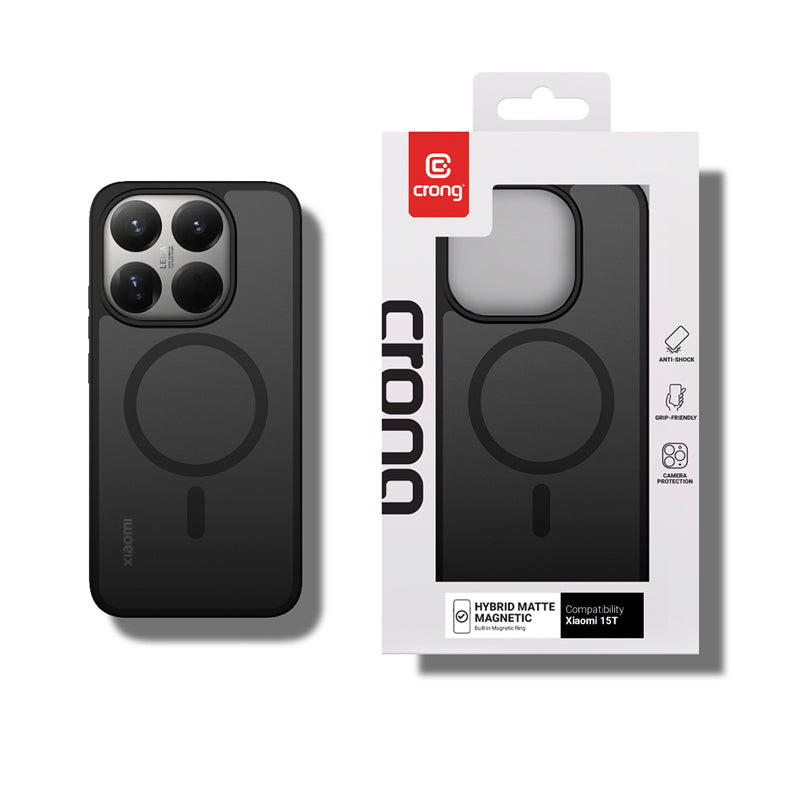 Crong Hybrid Matte Magnetic - Xiaomi 15T MagSafe dėklas (juodas)