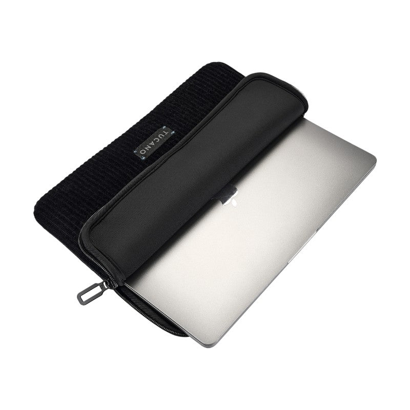 TUCANO Velluto 2 - dėklas MacBook Air 13" (M4/M3/M2/M1/2025-2018) / Pro 13" / Nešiojamas kompiuteris 12" (juodas)