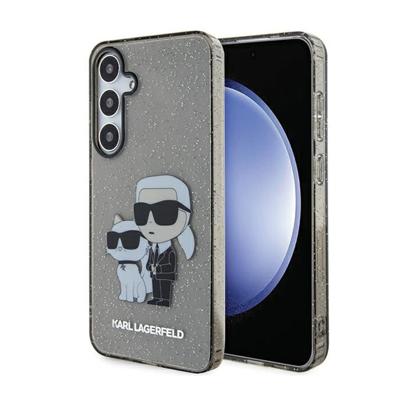 Karl Lagerfeld IML Glitter Karl & Choupette – dėklas, skirtas Samsung Galaxy S24+ (juodas)