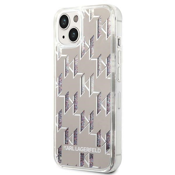Karl Lagerfeld Monogram Liquid Glitter - Dėklas, skirtas „iPhone 14“ (sidabrinis)