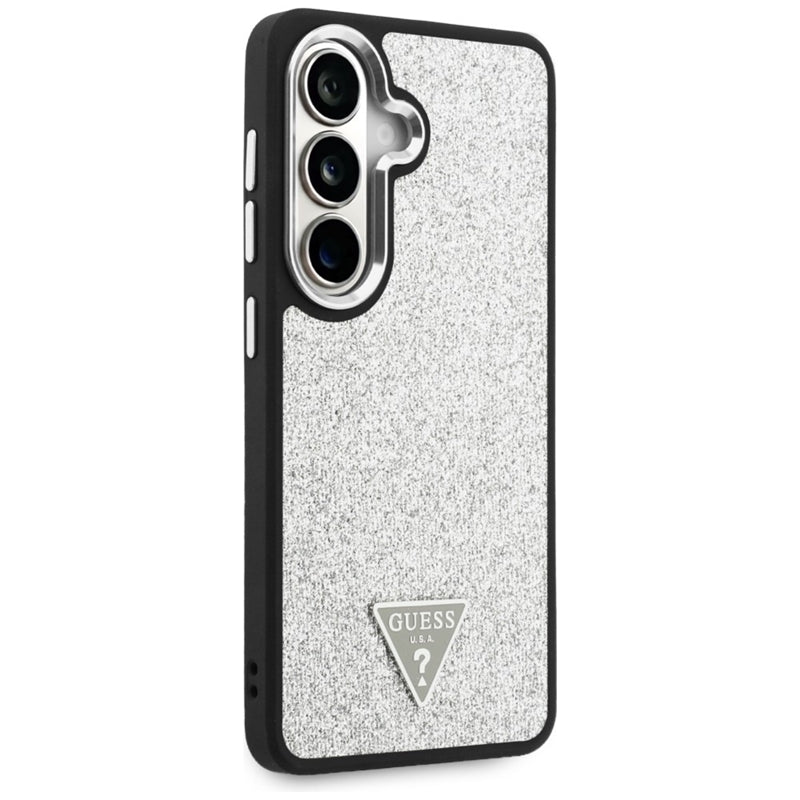 Guess Fixed Glitter Triangle MagSafe dėklas (Sidabrinis) skirtas Samsung Galaxy S26