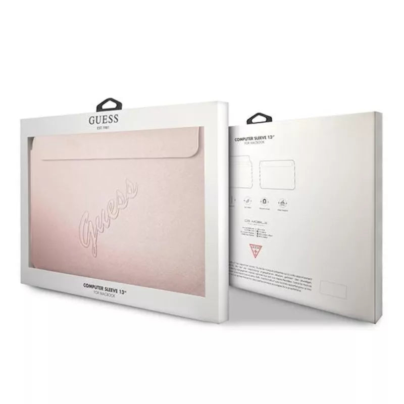 Guess Saffiano Script kompiuterio dėklas - nešiojamojo kompiuterio dėklas 13 colių (rožinis)