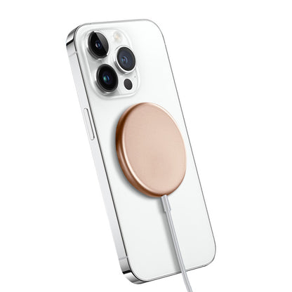 Crong MagSpot – belaidis aliuminio įkroviklis MagSafe (auksinis)