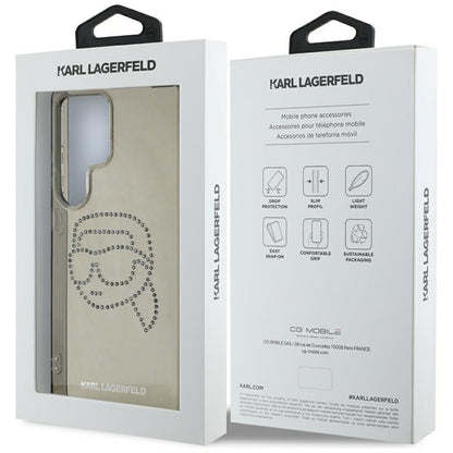 Karl Lagerfeld Rhinestones Karl Head Logo – dėklas, skirtas „Samsung Galaxy S25 Ultra“ (juodas)