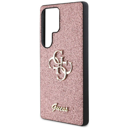 Guess fiksuoti blizgučiai Didelis 4G metalinis logotipas – Dėklas, skirtas Samsung Galaxy S25 Ultra (rožinis)
