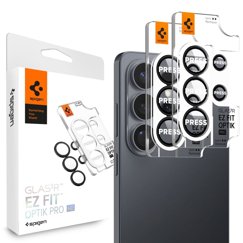 Spigen Optik Pro HD GLAS.TR EZ Fit kameros apsauga 2 vnt. – Kameros lęšio apsauga, skirta Samsung Galaxy S26 Ultra (2 vnt.)(Juoda)
