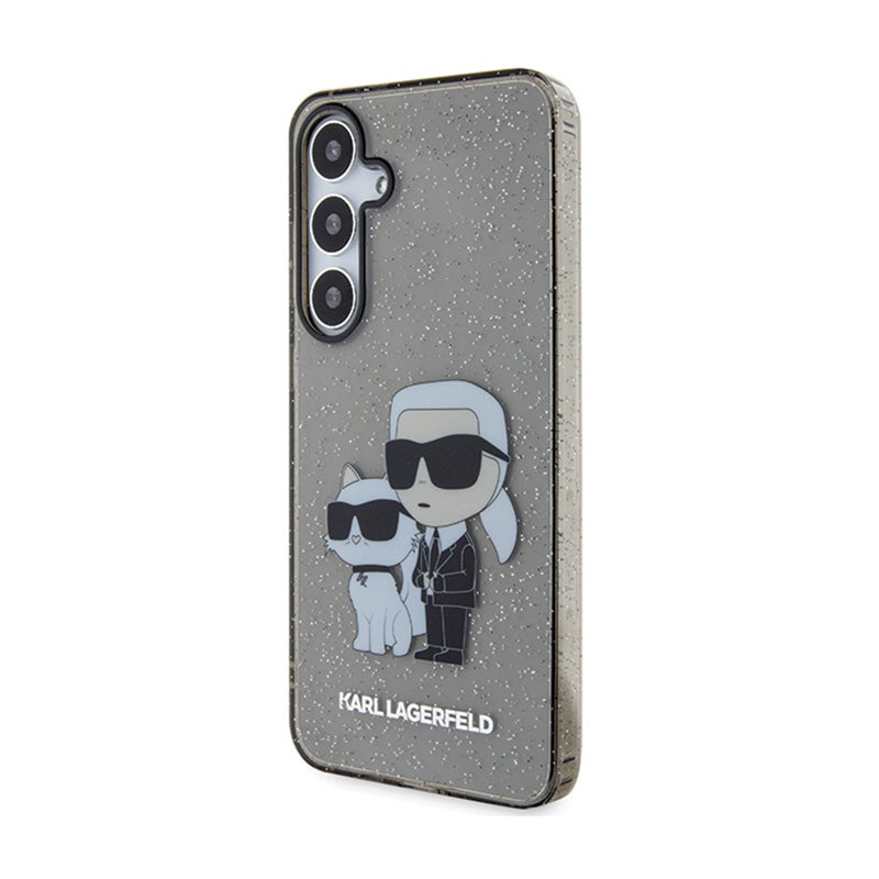 Karl Lagerfeld IML Glitter Karl & Choupette – dėklas, skirtas Samsung Galaxy S24+ (juodas)