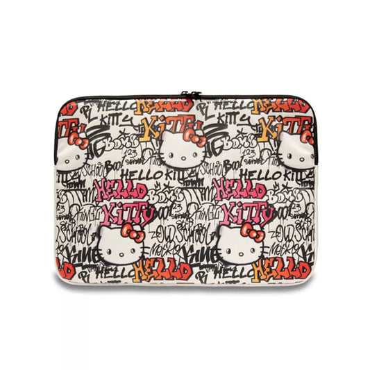 „Hello Kitty“ PU medžiagos atsegamas dėklas nešiojamam kompiuteriui su grafiti raštais – 13" / 14" (smėlio spalvos)