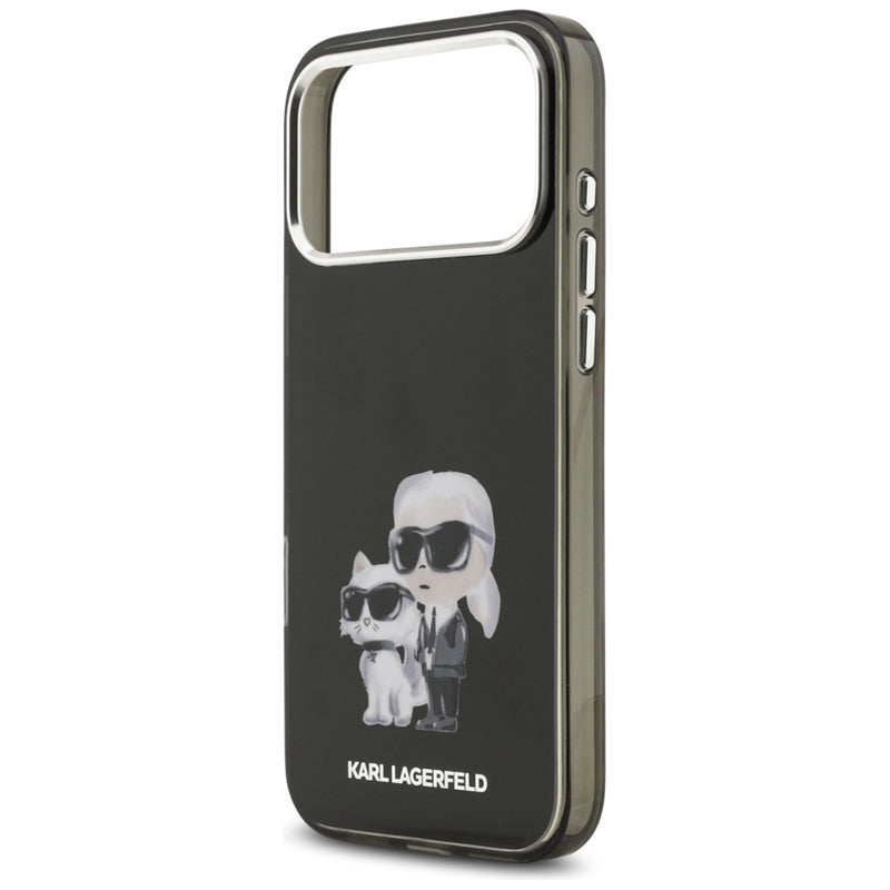 Karl Lagerfeld IML Aquarelle Karl & Choupette & Logo MagSafe - dėklas iPhone 17 Pro (juodas)