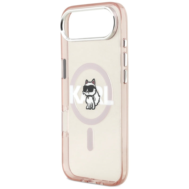 Dėklas iPhone Air (rožinis) su Karl Lagerfeld IML Choupette pieštuku ir MagSafe logotipu