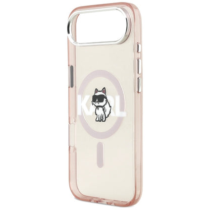Dėklas iPhone Air (rožinis) su Karl Lagerfeld IML Choupette pieštuku ir MagSafe logotipu