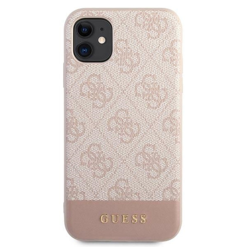 Guess 4G Bottom Stripe Collection – dėklas, skirtas „iPhone 11“ (rožinis)