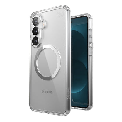 Speck Presidio Perfect-Clear Magnet – Samsung Galaxy S26+ MagSafe dėklas (Skaidrus/Skaidrus/Sidabrinis)