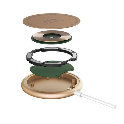 Crong MagSpot – belaidis aliuminio įkroviklis MagSafe (auksinis)