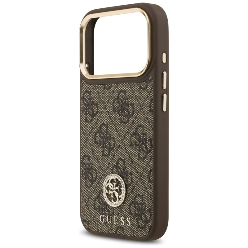 Guess 4G Strass Logotipas MagSafe dėklas iPhone 17 Pro (Rudas)