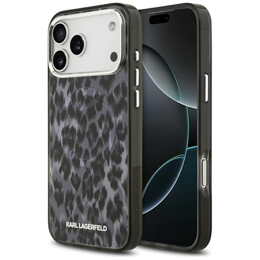 Karl Lagerfeld IML Leopardo raštas MagSafe - Dėklas iPhone 17 Pro Max (juodas)