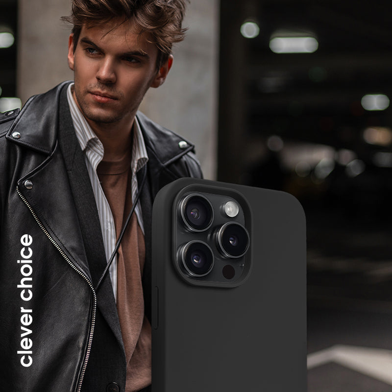 Crong Color Cover Magnetic – dėklas, skirtas iPhone 15 Pro MagSafe (juodas)