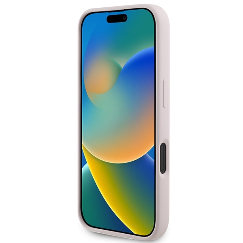 Karl Lagerfeld Silicone Karl & Choupette Ring MagSafe – dėklas iPhone 16 Plus (rožinis)