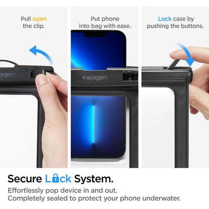 Spigen A601 universalus vandeniui atsparus dėklas – dėklas išmaniesiems telefonams iki 6,9 colio (juodas)