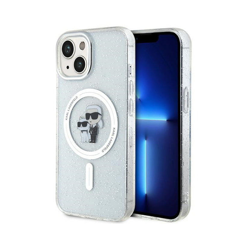 Karl Lagerfeld Karl & Choupette Glitter Magsafe – Dėklas, skirtas iPhone 15 Plus (Skaidrus)
