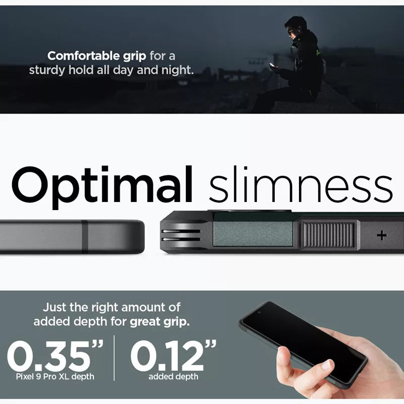 Spigen Tough Armor – dėklas, skirtas „Google Pixel 9 Pro XL“ (Abiso žalia)