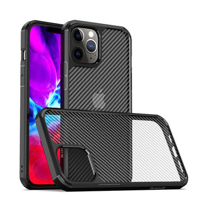 Crong Hybrid Carbon – apsauginis dėklas, skirtas iPhone SE / 8 / 7 (juodas)