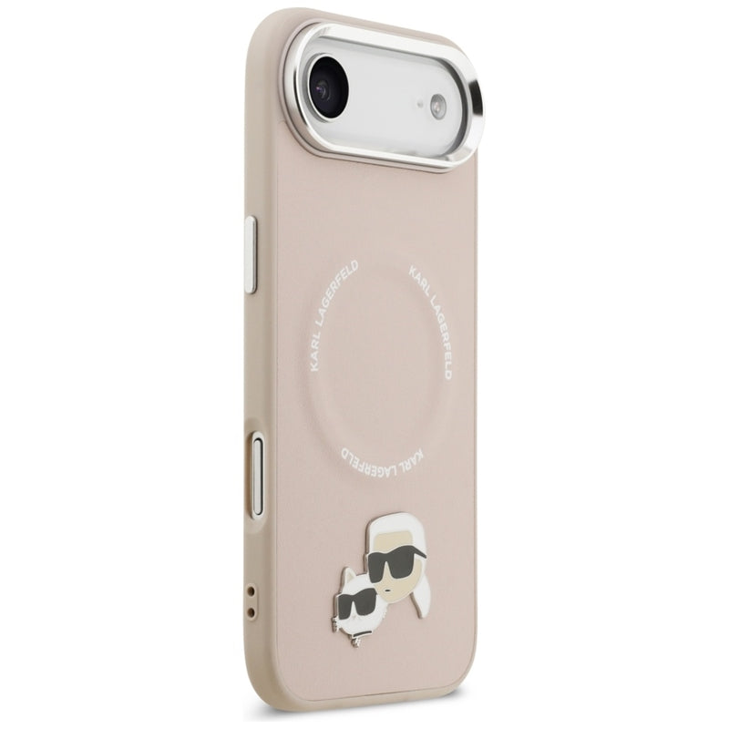 Karl Lagerfeld Dėklas iPhone Air su Karl & Choupette sagėmis, MagSafe (rožinis)