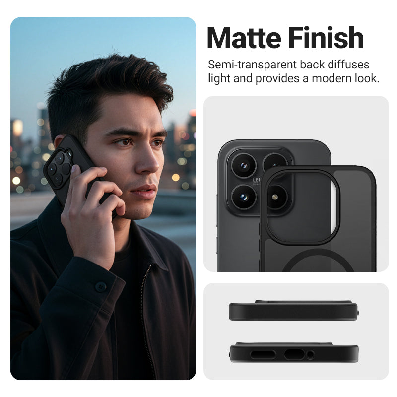 Crong Hybrid Matte Magnetic - Xiaomi 17 MagSafe dėklas (juodas)