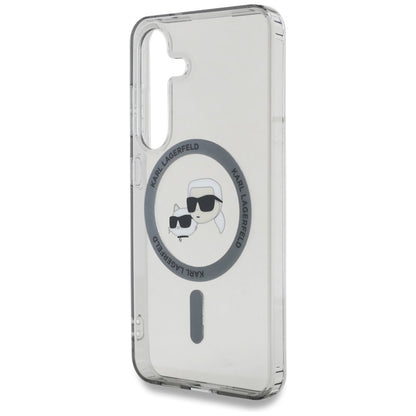 Karl Lagerfeld Button Karl & Choupette Heads Printed Logo MagSafe – Dėklas, skirtas „Samsung Galaxy S25“ (Juoda)