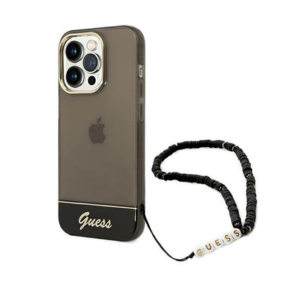 "Guess" permatomas "Pearl Strap" dirželis - dėklas "iPhone 14 Pro" (juodas)