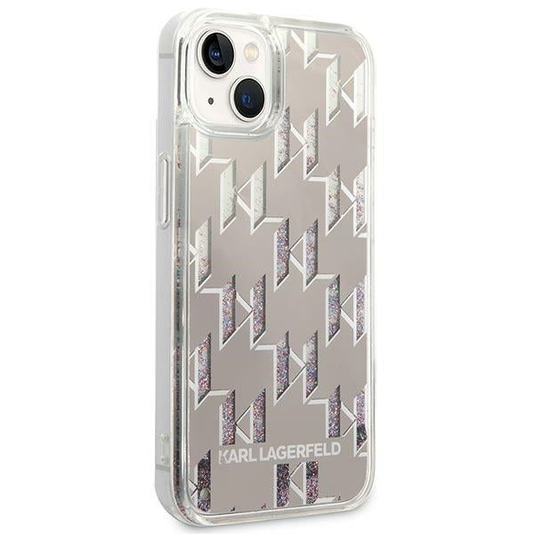 Karl Lagerfeld Monogram Liquid Glitter - Dėklas, skirtas „iPhone 14“ (sidabrinis)