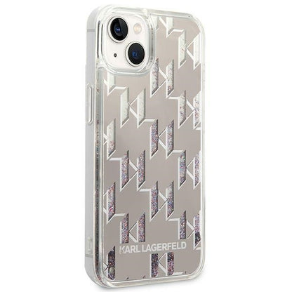 Karl Lagerfeld Monogram Liquid Glitter - Dėklas, skirtas „iPhone 14“ (sidabrinis)