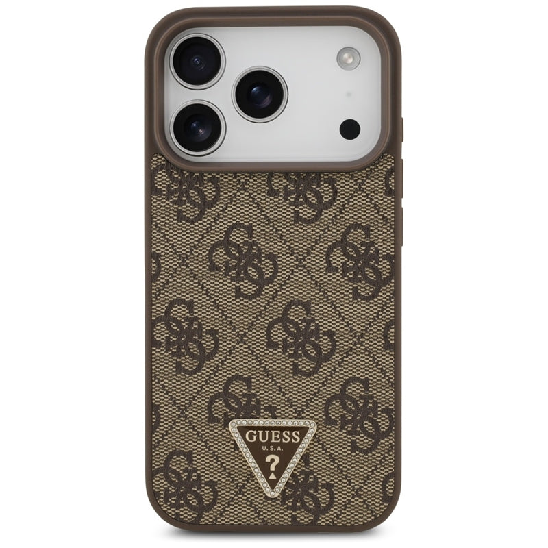Odos 4G Trikampis Strasas MagSafe dėklas iPhone 17 Pro (rudas) Guess