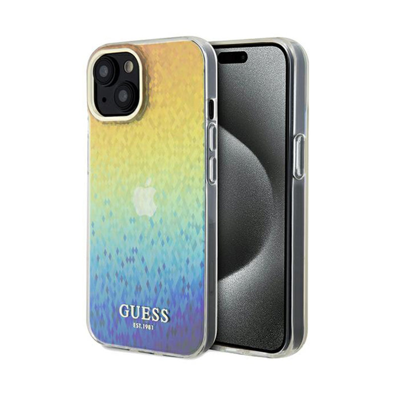 Guess IML Faceted Mirror Disco Iridescent – dėklas iPhone 14 (Iridescentinis)