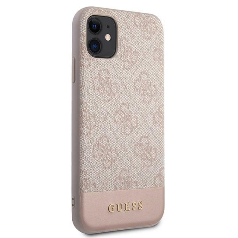Guess 4G Bottom Stripe Collection – dėklas, skirtas „iPhone 11“ (rožinis)