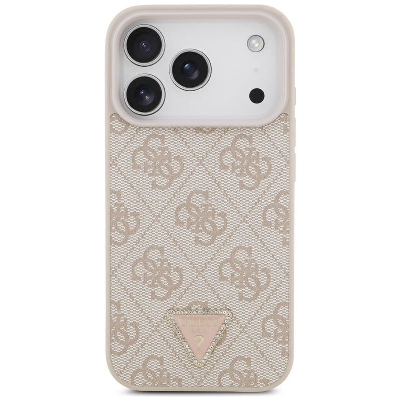 Guess Odos 4G Trikampis su kristalais MagSafe - Dėklas iPhone 17 Pro (rožinis)