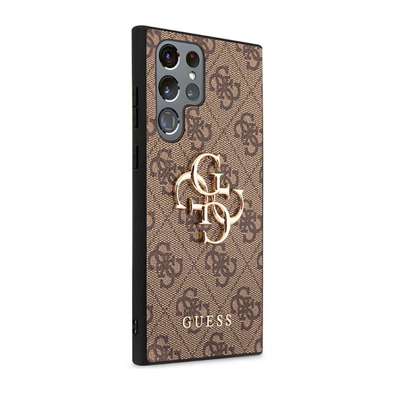 Guess 4G Big Metal Logo - dėklas, skirtas Samsung Galaxy S23 Ultra (ruda)