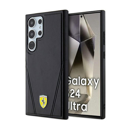 Ferrari Hot Stamp V Lines MagSafe – Samsung Galaxy S24 Ultra dėklas (juodas)