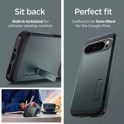 Spigen Tough Armor – dėklas, skirtas „Google Pixel 9 Pro XL“ (Abiso žalia)