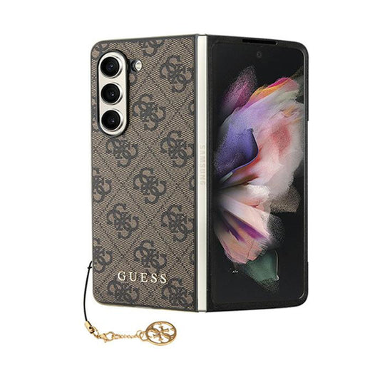 Guess 4G Charms kolekcija – „Samsung Galaxy Z Fold 5“ dėklas (rudas)