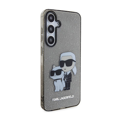 Karl Lagerfeld IML Glitter Karl & Choupette – dėklas, skirtas Samsung Galaxy S24+ (juodas)