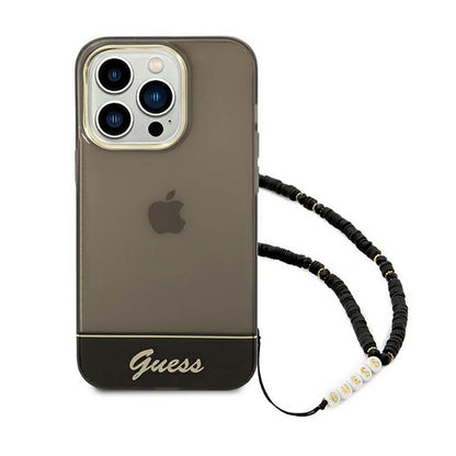 "Guess" permatomas "Pearl Strap" dirželis - dėklas "iPhone 14 Pro" (juodas)