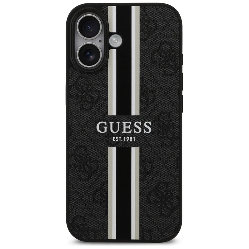 Guess 4G Printed Stripes MagSafe dėklas iPhone 17 (juodas)