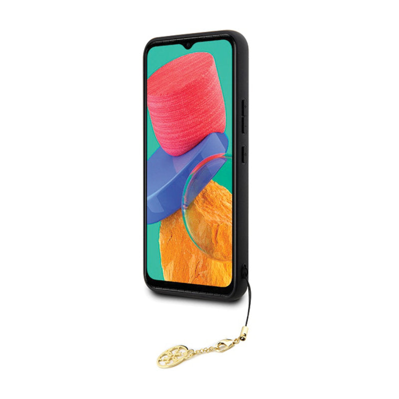 Guess 4G Charms kolekcija – dėklas Samsung Galaxy S23 FE (rudas)