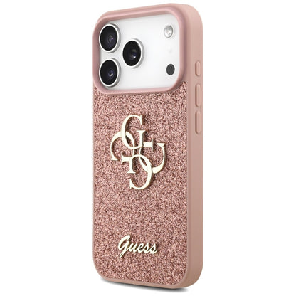 Guess Fixed Glitter Big 4G - Dėklas iPhone 17 Pro (rožinis)